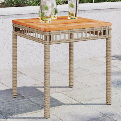 Mesa de jardim 38x38x42 cm vime PE/acácia mistura de beges