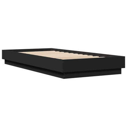 Estrutura de cama com luzes LED 100x200 cm preto