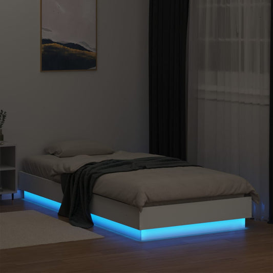 Estrutura de cama com luzes LED 90x200 cm branco