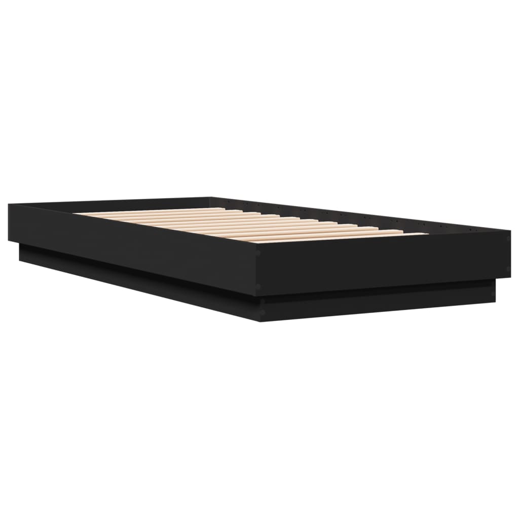 Estrutura de cama com luzes LED 90x200 cm preto