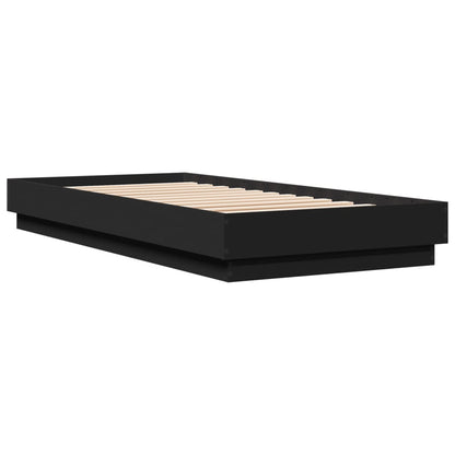 Estrutura de cama com luzes LED 90x200 cm preto