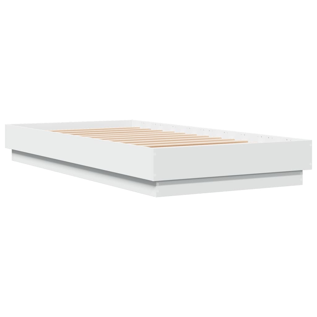 Estrutura de cama com luzes LED 90x190 cm branco