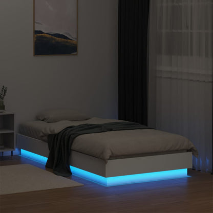 Estrutura de cama com luzes LED 90x190 cm branco