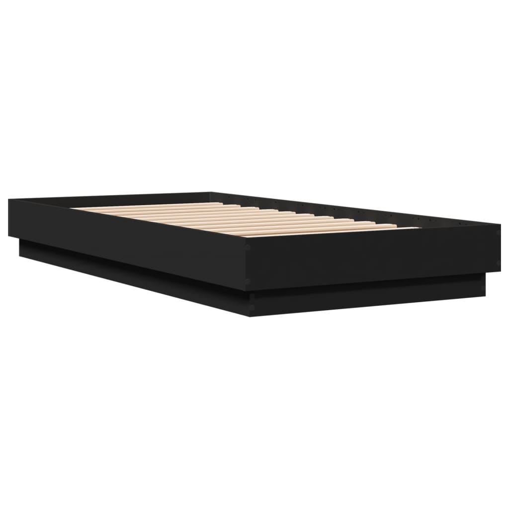 Estrutura de cama com luzes LED 90x190 cm preto