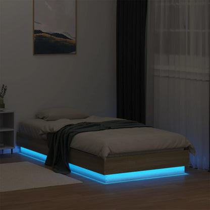 Estrutura de cama com luzes LED 90x190 cm carvalho sonoma