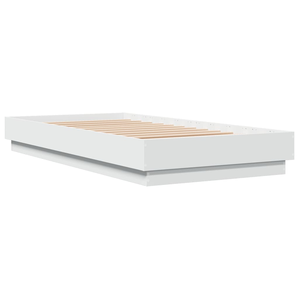 Estrutura de cama com luzes LED 75x190 cm branco