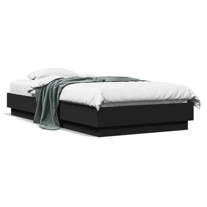 Estrutura de cama com luzes LED 75x190 cm preto