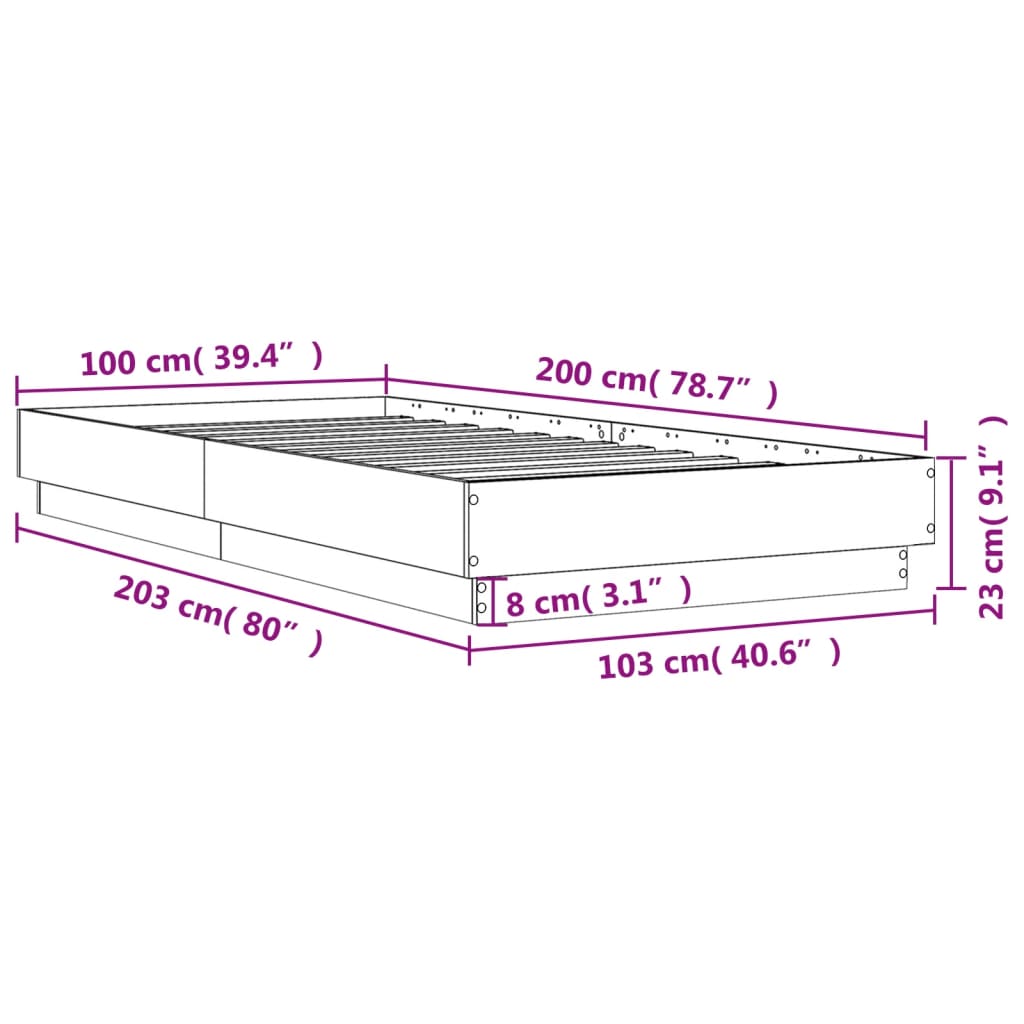 Estrutura de cama 100x200 cm derivados de madeira branco