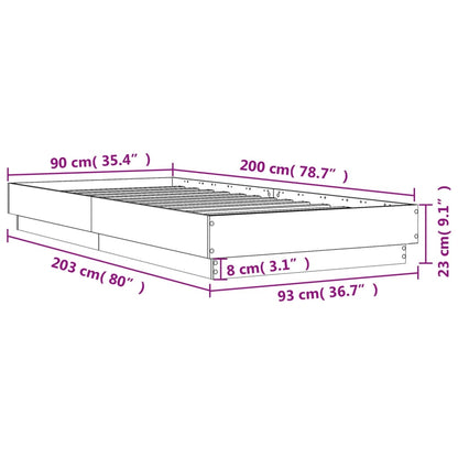 Estrutura cama 90x200 cm derivados de madeira cinzento sonoma