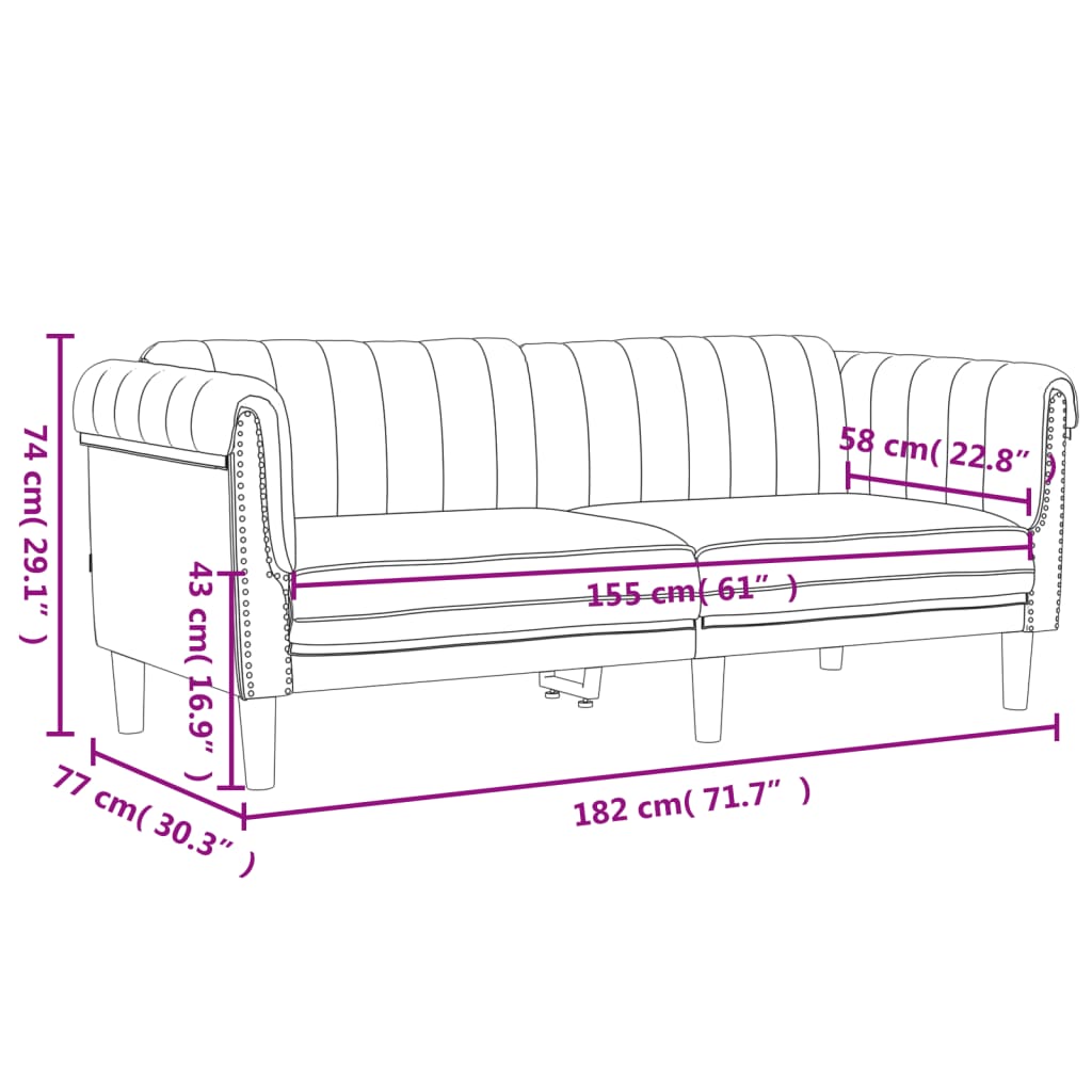 2 pcs conjunto de sofás veludo cinzento-escuro