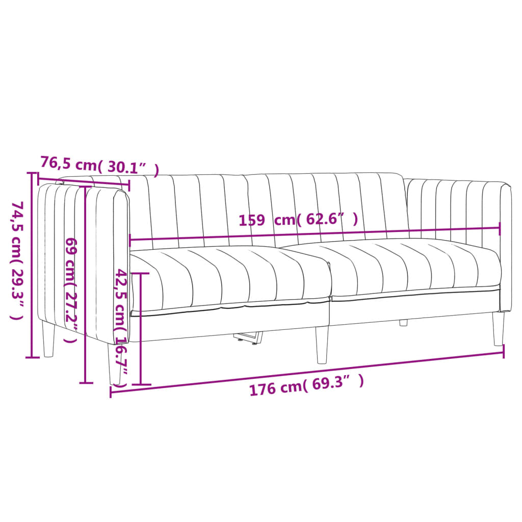 3 pcs conjunto de sofás tecido cinzento-escuro