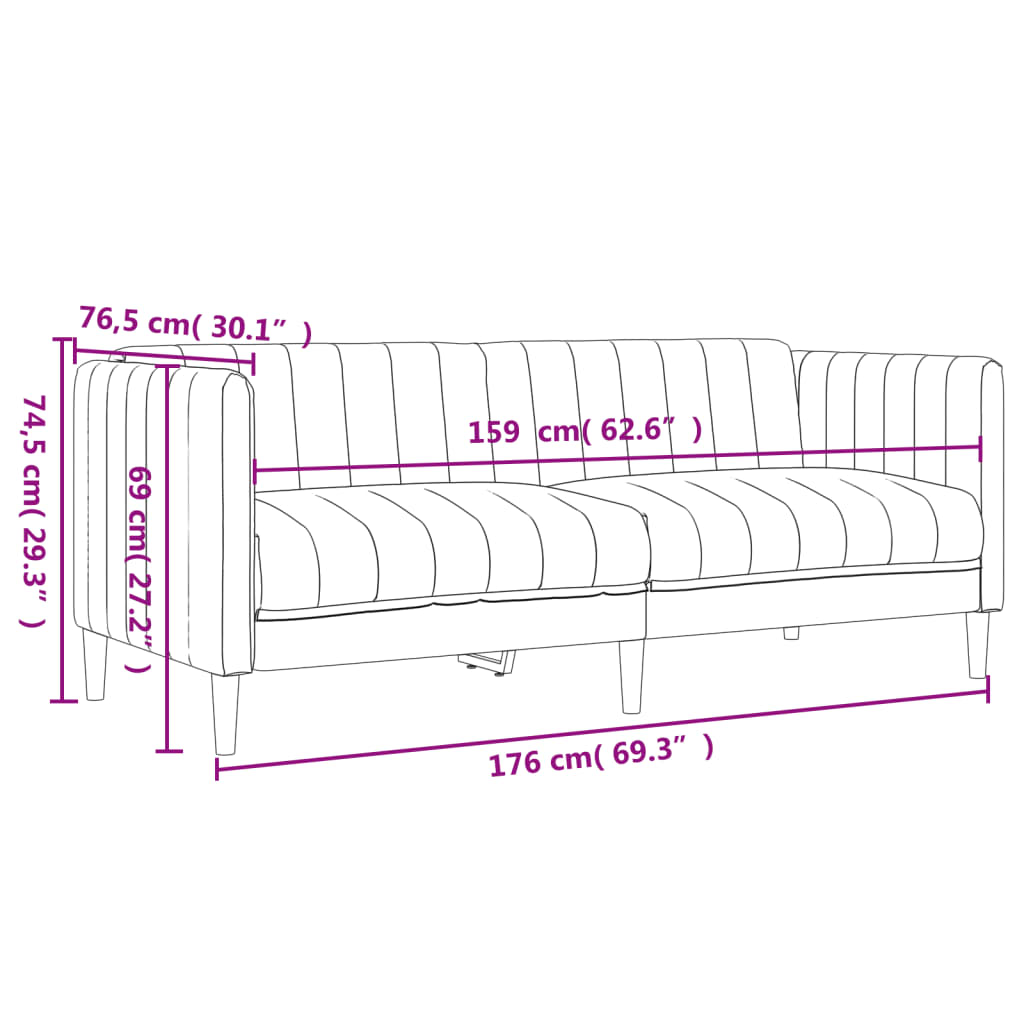 2 pcs conjunto de sofás tecido cinzento-escuro