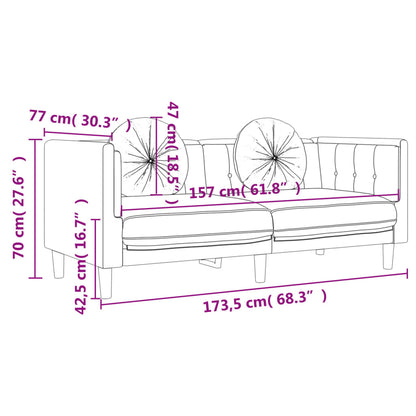 3 pcs conjunto de sofás com almofadas veludo cinzento-escuro