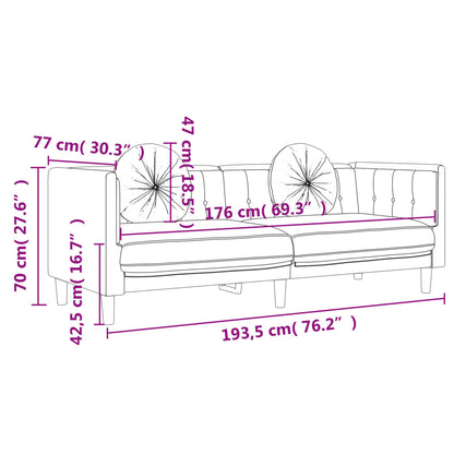 3 pcs conjunto de sofás com almofadas veludo cinzento-escuro