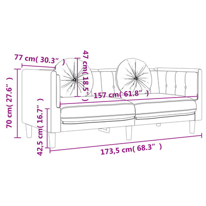 2 pcs conjunto de sofás com almofadas veludo cinzento-escuro