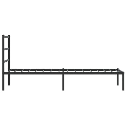 Estrutura de cama com cabeceira 75x190 cm metal preto