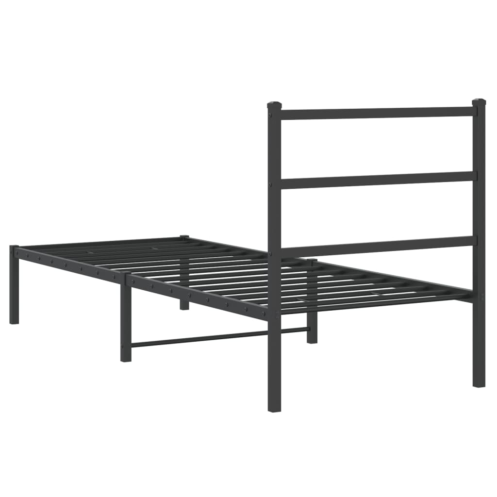 Estrutura de cama com cabeceira 75x190 cm metal preto