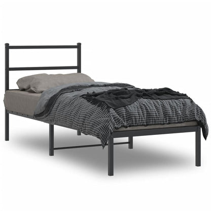 Estrutura de cama com cabeceira 75x190 cm metal preto