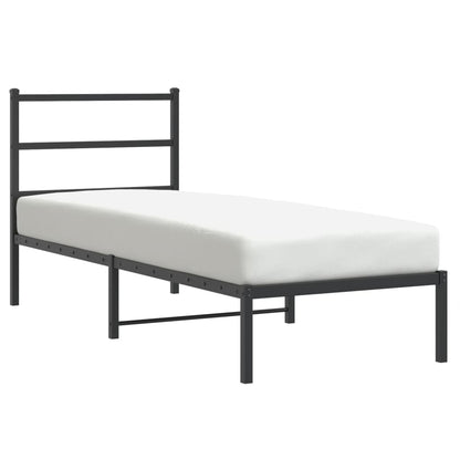 Estrutura de cama com cabeceira 80x200 cm metal preto