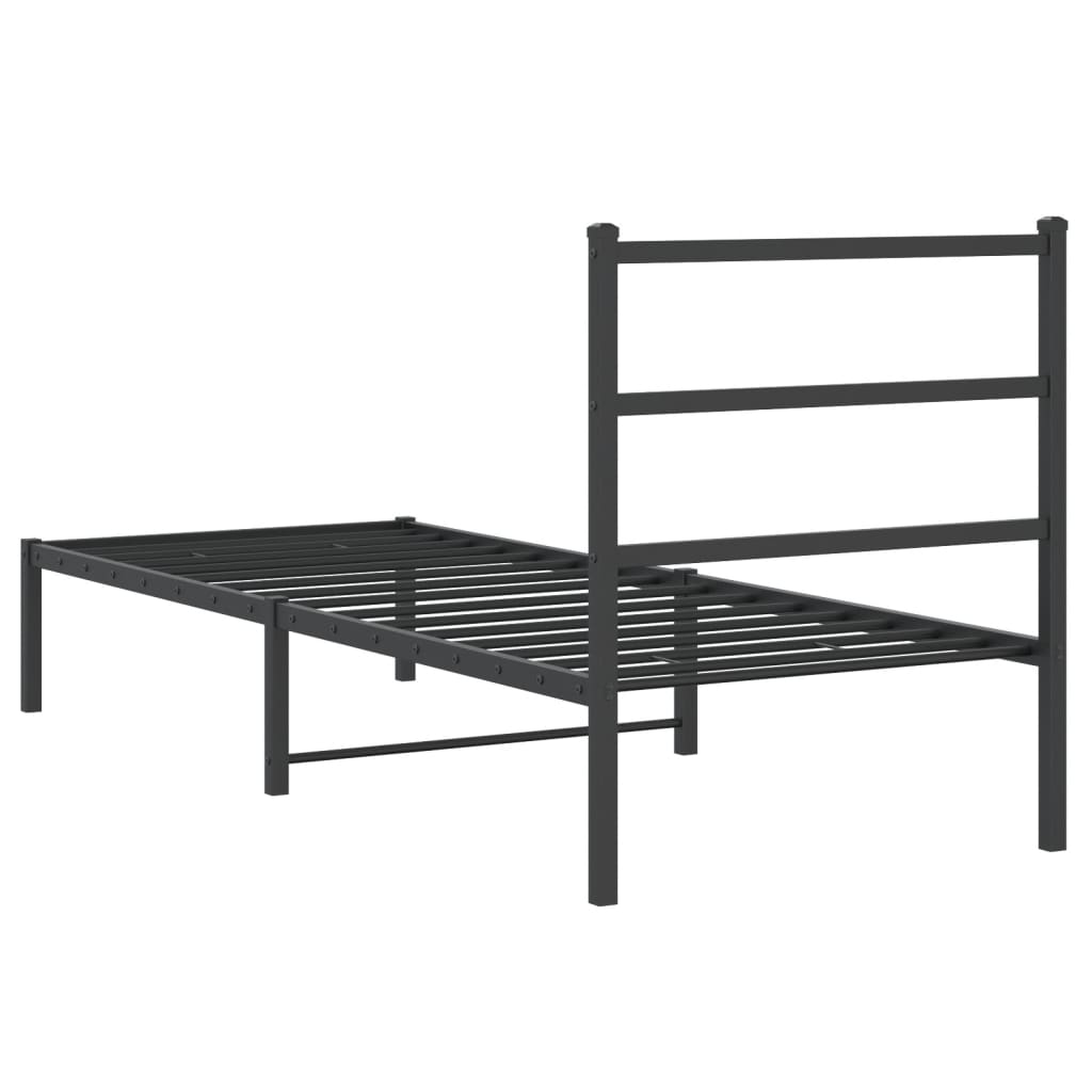 Estrutura de cama com cabeceira 80x200 cm metal preto