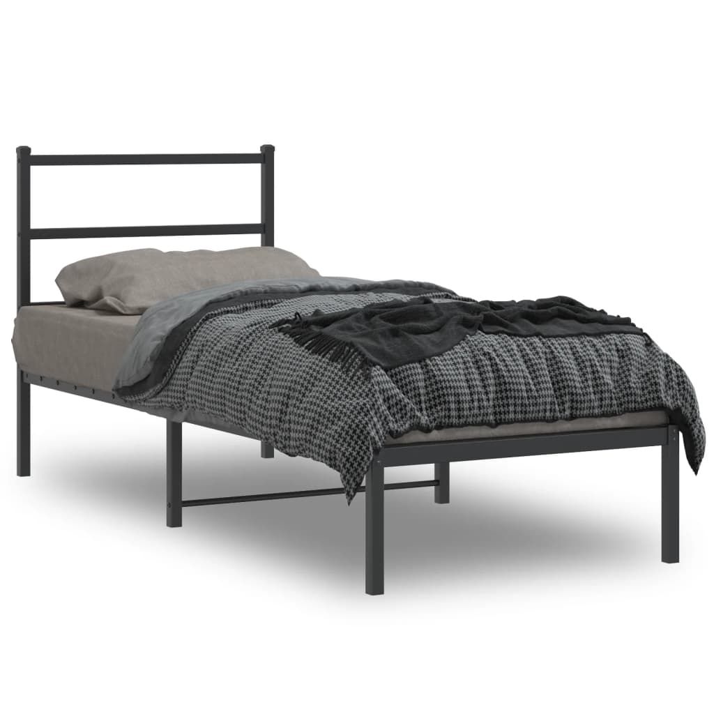 Estrutura de cama com cabeceira 80x200 cm metal preto