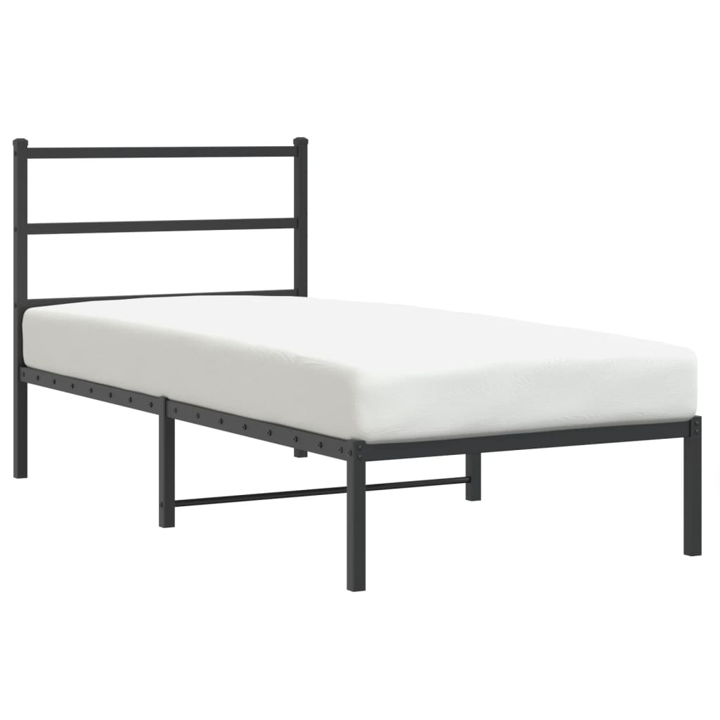 Estrutura de cama com cabeceira 90x190 cm metal preto