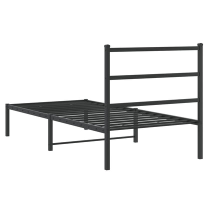 Estrutura de cama com cabeceira 90x190 cm metal preto