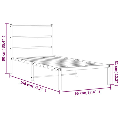 Estrutura de cama com cabeceira 90x190 cm metal preto