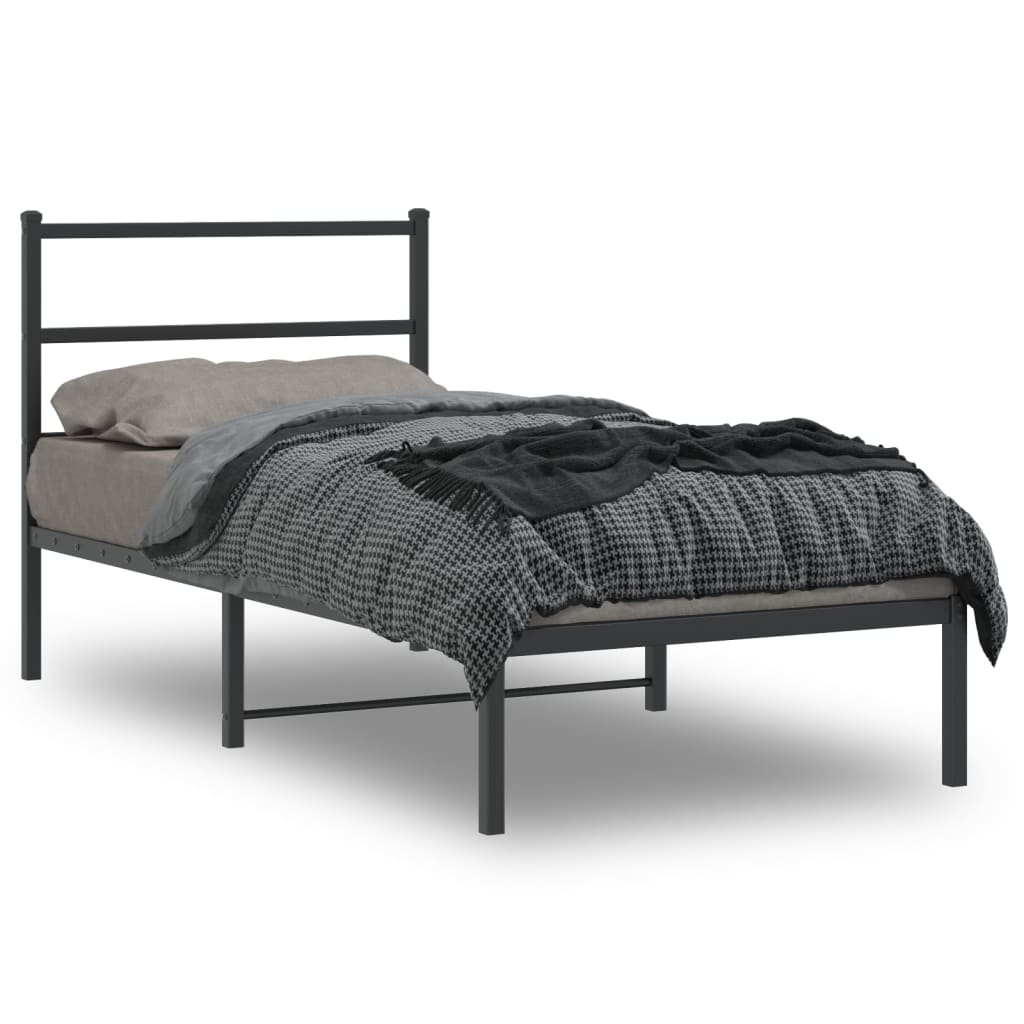 Estrutura de cama com cabeceira 90x190 cm metal preto