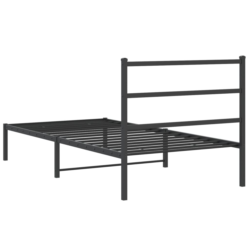 Estrutura de cama com cabeceira 100x200 cm metal preto