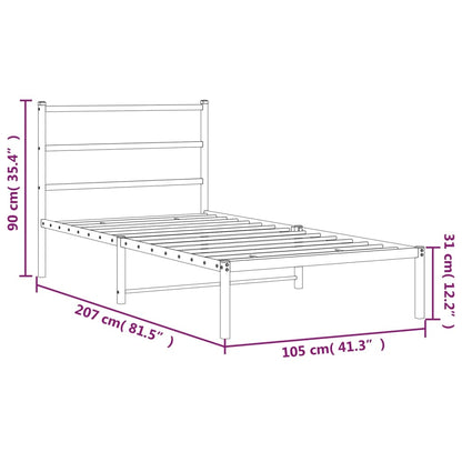 Estrutura de cama com cabeceira 100x200 cm metal preto