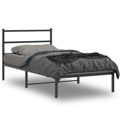 Estrutura de cama com cabeceira 100x200 cm metal preto