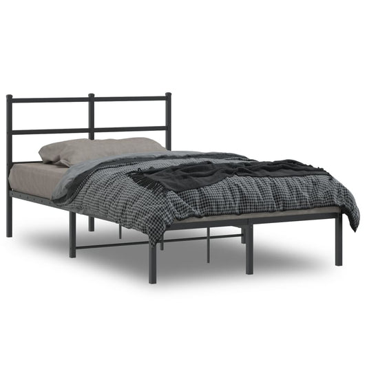 Estrutura de cama com cabeceira 120x190 cm metal preto