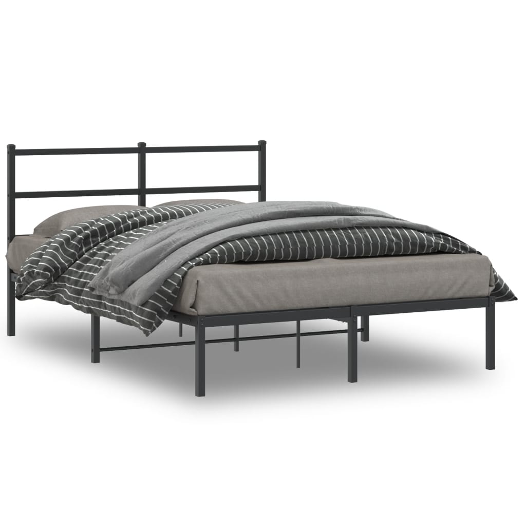 Estrutura de cama com cabeceira 140x190 cm metal preto