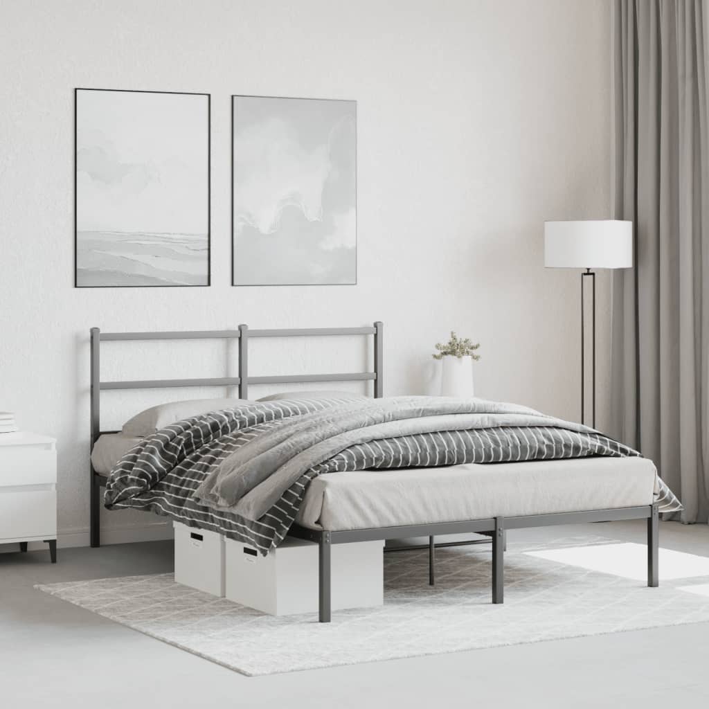 Estrutura de cama com cabeceira 140x200 cm metal preto