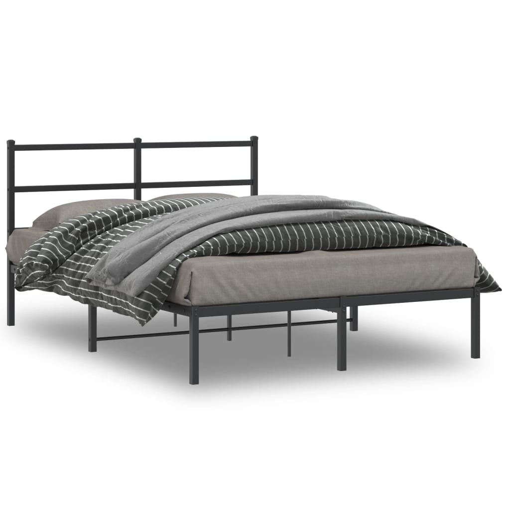 Estrutura de cama com cabeceira 140x200 cm metal preto