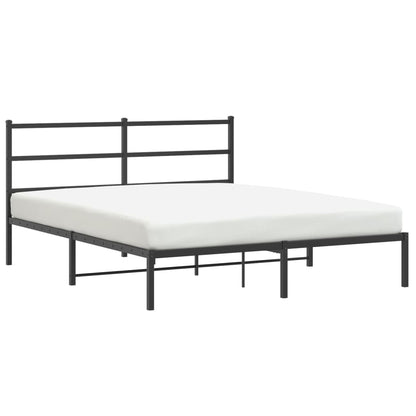 Estrutura de cama em metal com cabeceira 150x200 cm preto