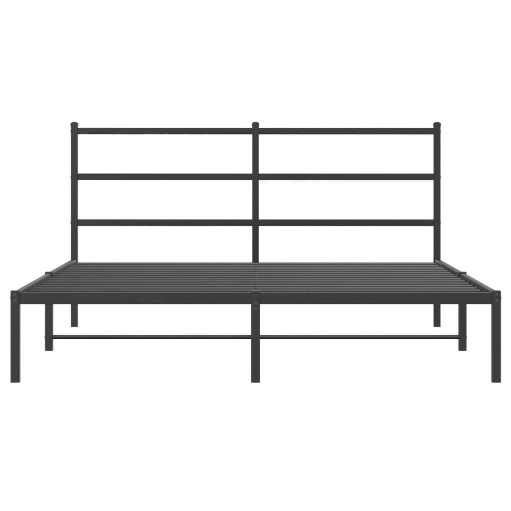 Estrutura de cama em metal com cabeceira 150x200 cm preto