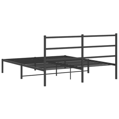 Estrutura de cama em metal com cabeceira 150x200 cm preto