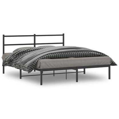 Estrutura de cama em metal com cabeceira 150x200 cm preto