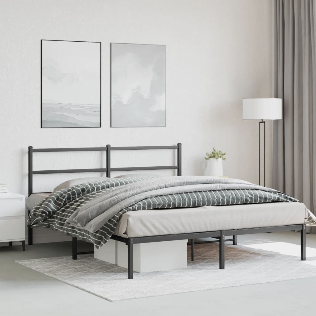 Estrutura de cama com cabeceira 160x200 cm metal preto