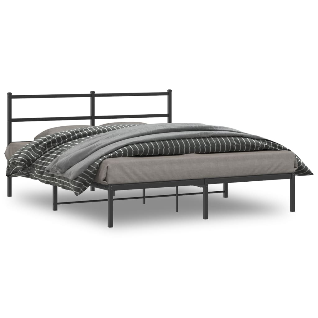 Estrutura de cama com cabeceira 160x200 cm metal preto