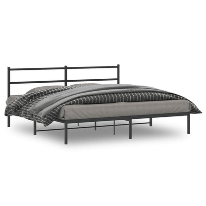 Estrutura de cama em metal com cabeceira 180x200 cm preto