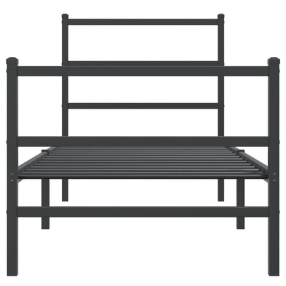 Estrutura de cama com cabeceira e pés 75x190 cm metal preto