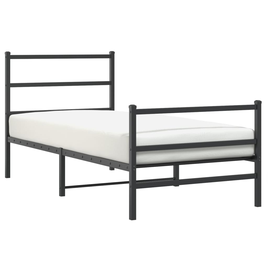 Estrutura de cama com cabeceira e pés 90x200 cm metal preto