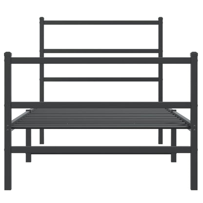 Estrutura de cama com cabeceira e pés 90x200 cm metal preto