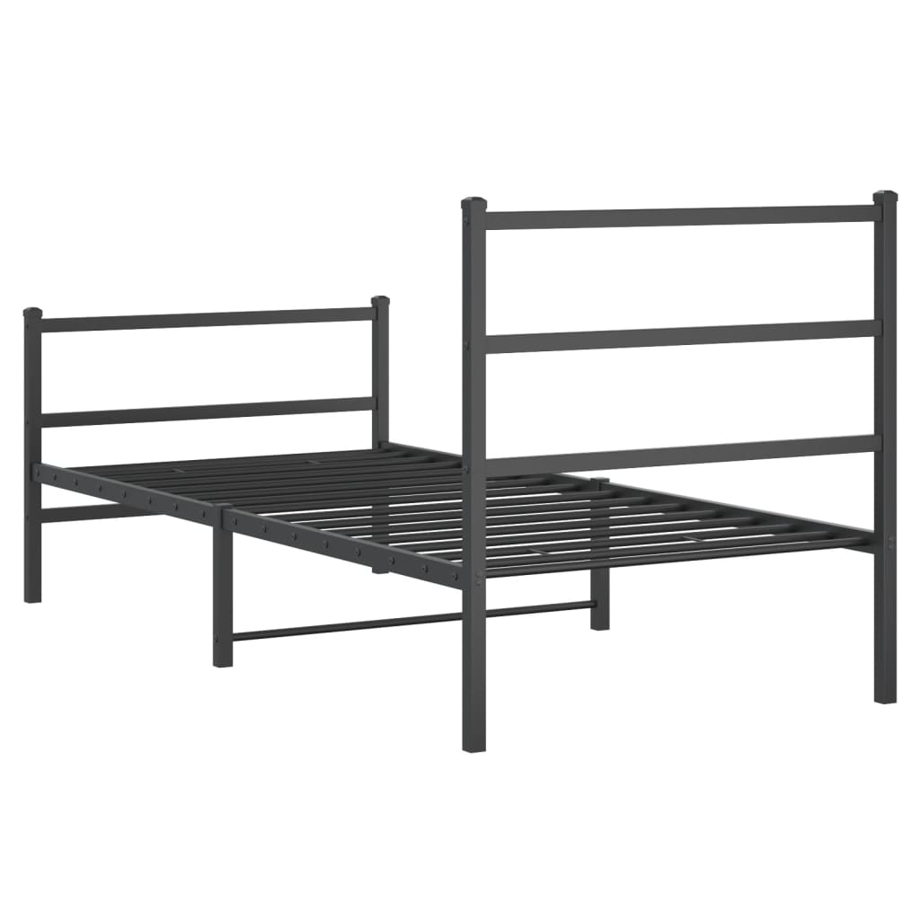 Estrutura de cama com cabeceira e pés 90x200 cm metal preto