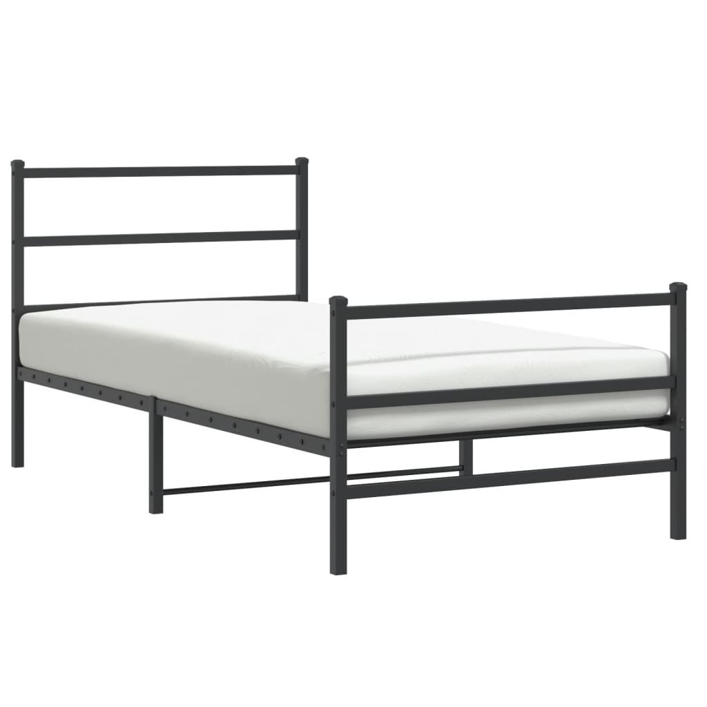 Estrutura de cama com cabeceira e pés 100x190 cm metal preto