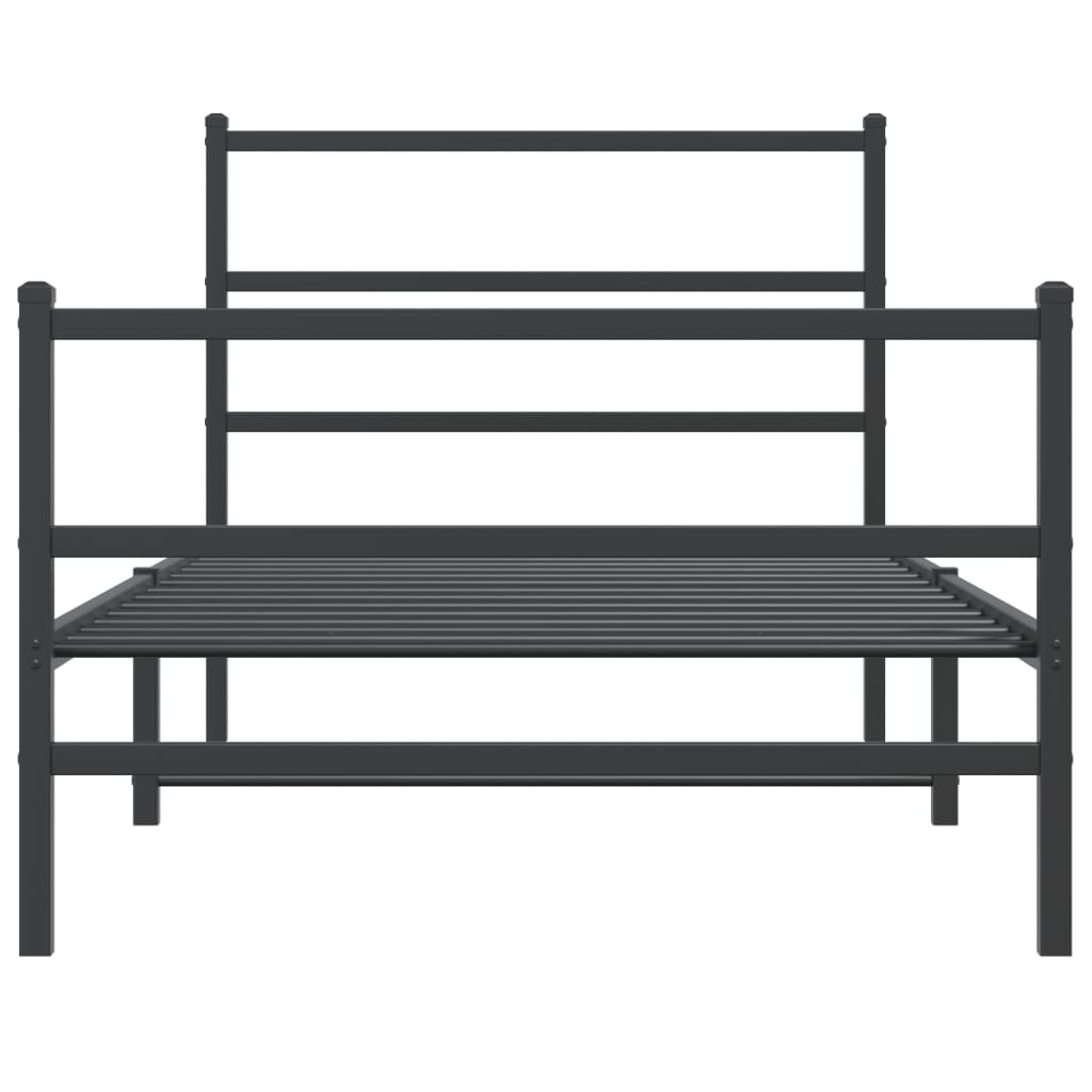 Estrutura de cama com cabeceira e pés 100x190 cm metal preto