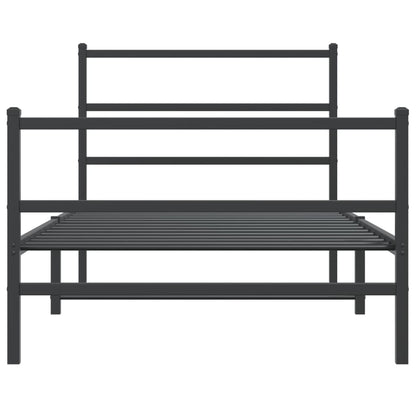 Estrutura de cama com cabeceira e pés 100x190 cm metal preto